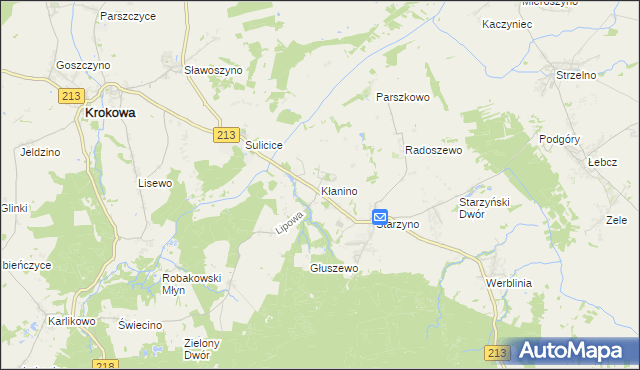 mapa Kłanino gmina Krokowa, Kłanino gmina Krokowa na mapie Targeo