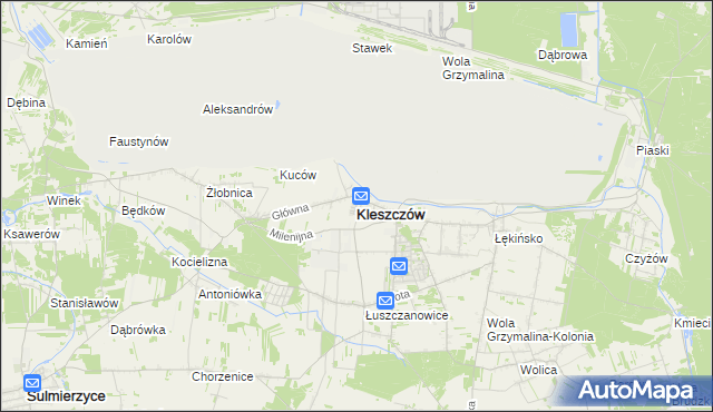 mapa Kleszczów powiat bełchatowski, Kleszczów powiat bełchatowski na mapie Targeo