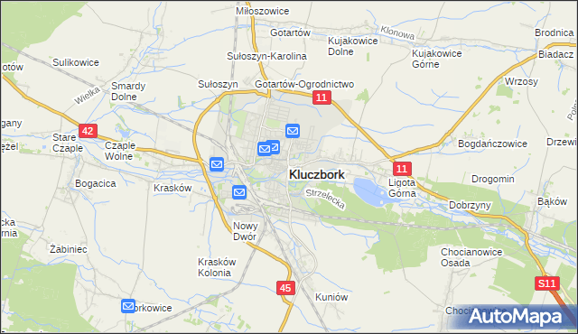 mapa Kluczbork, Kluczbork na mapie Targeo