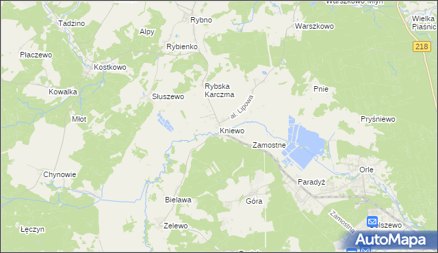 mapa Kniewo, Kniewo na mapie Targeo