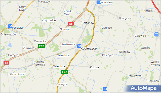 mapa Kobierzyce, Kobierzyce na mapie Targeo