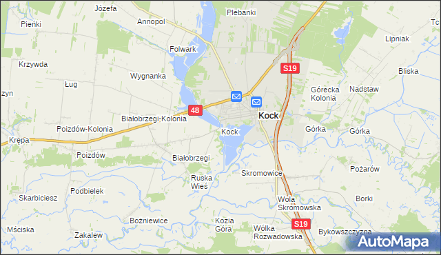 mapa Kock powiat lubartowski, Kock powiat lubartowski na mapie Targeo