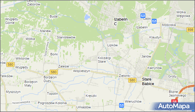 mapa Koczargi Stare, Koczargi Stare na mapie Targeo