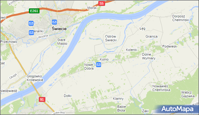 mapa Kolno gmina Chełmno, Kolno gmina Chełmno na mapie Targeo