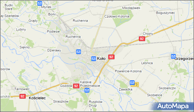 mapa Koło, Koło na mapie Targeo