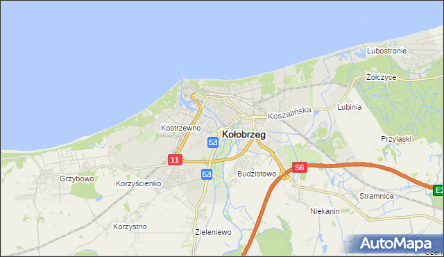 mapa Kołobrzegu, Kołobrzeg na mapie Targeo