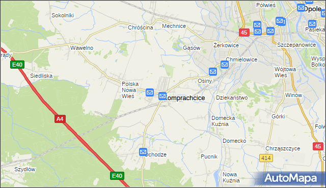 mapa Komprachcice, Komprachcice na mapie Targeo