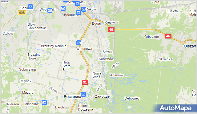 mapa Korwinów, Korwinów na mapie Targeo