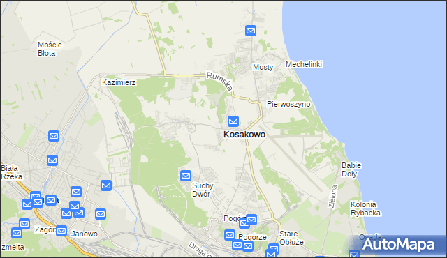mapa Kosakowo powiat pucki, Kosakowo powiat pucki na mapie Targeo