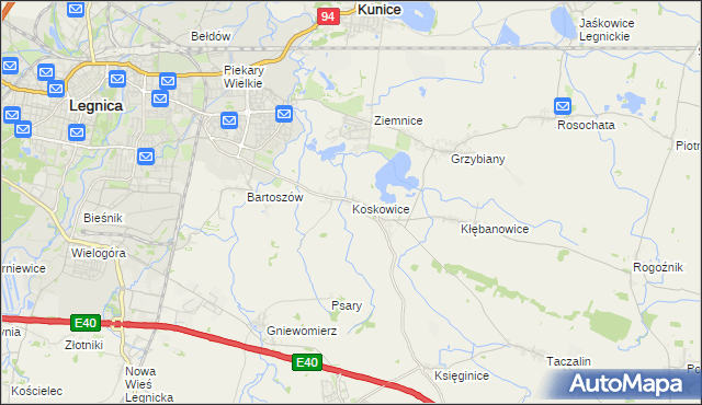mapa Koskowice, Koskowice na mapie Targeo