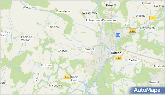 mapa Kowańcz, Kowańcz na mapie Targeo