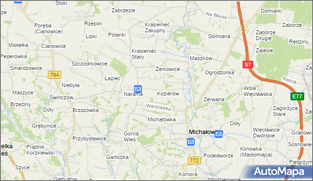 mapa Kozierów, Kozierów na mapie Targeo