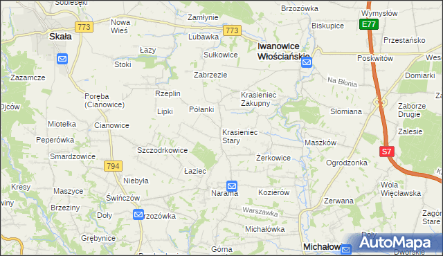 mapa Krasieniec Stary, Krasieniec Stary na mapie Targeo