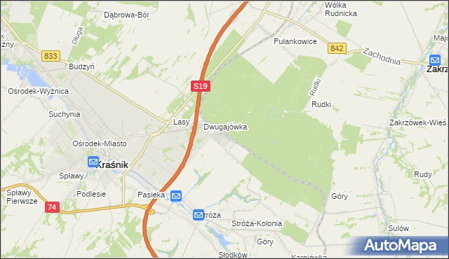 mapa Kraśnik powiat kraśnicki, Kraśnik powiat kraśnicki na mapie Targeo