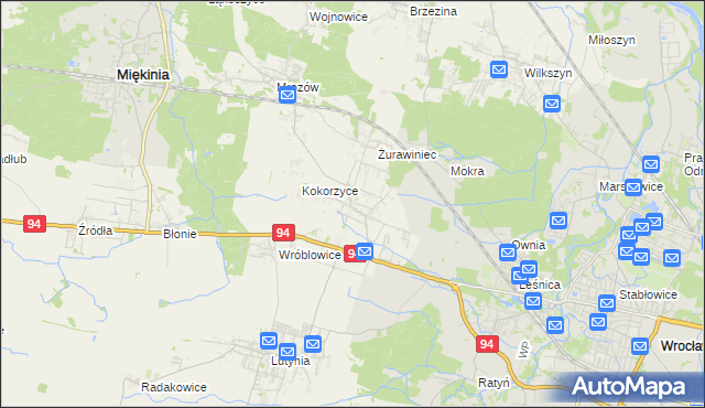 mapa Krępice gmina Miękinia, Krępice gmina Miękinia na mapie Targeo