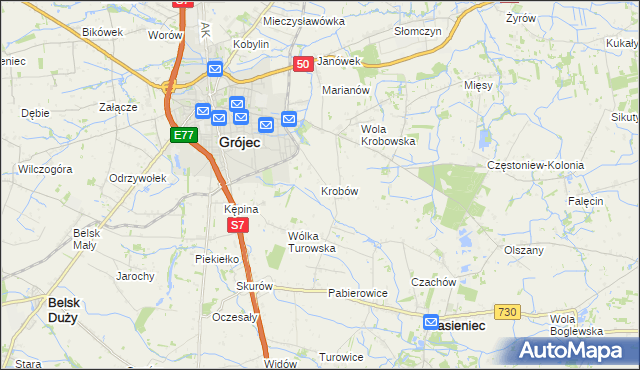 mapa Krobów, Krobów na mapie Targeo