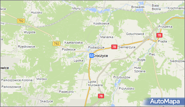 mapa Kroczyce, Kroczyce na mapie Targeo