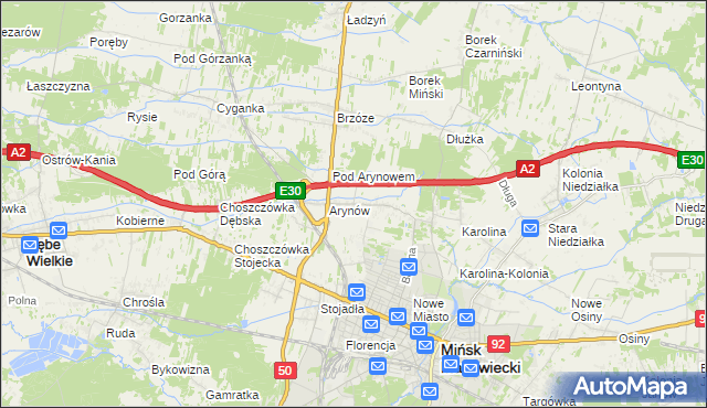 mapa Królewiec gmina Mińsk Mazowiecki, Królewiec gmina Mińsk Mazowiecki na mapie Targeo