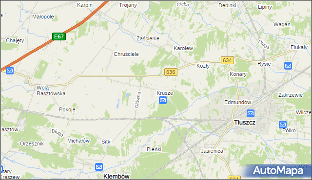 mapa Krusze gmina Klembów, Krusze gmina Klembów na mapie Targeo