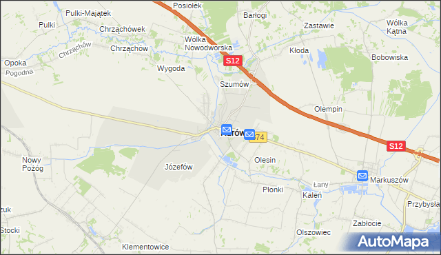 mapa Kurów powiat puławski, Kurów powiat puławski na mapie Targeo