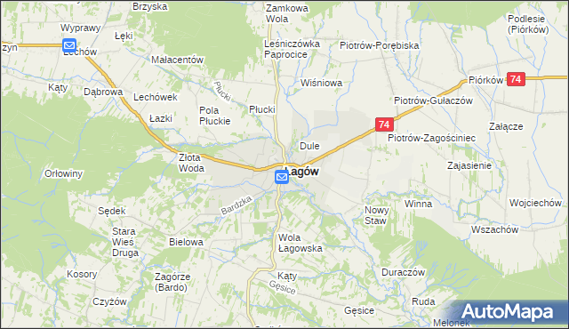 mapa Łagów powiat kielecki, Łagów powiat kielecki na mapie Targeo