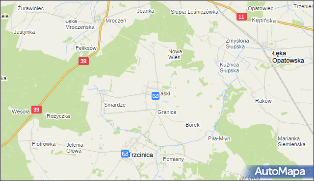 mapa Laski gmina Trzcinica, Laski gmina Trzcinica na mapie Targeo
