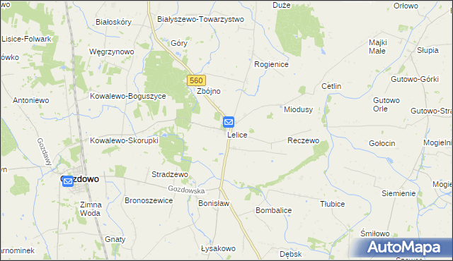 mapa Lelice, Lelice na mapie Targeo