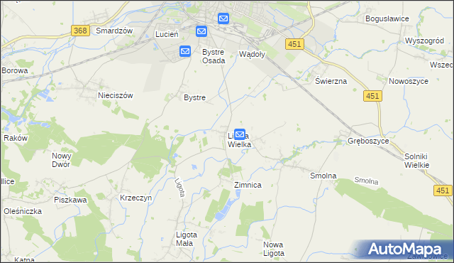 mapa Ligota Wielka gmina Oleśnica, Ligota Wielka gmina Oleśnica na mapie Targeo