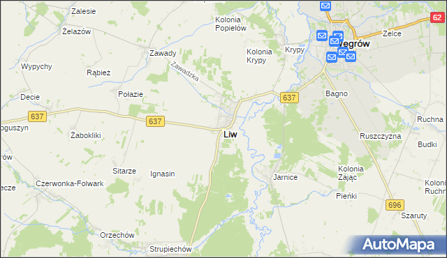 mapa Liw, Liw na mapie Targeo