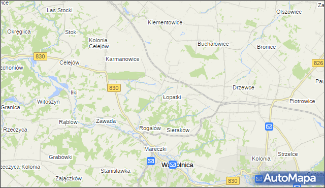 mapa Łopatki gmina Wąwolnica, Łopatki gmina Wąwolnica na mapie Targeo
