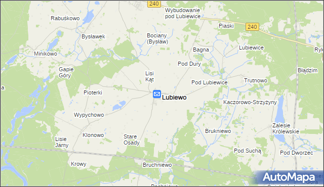 mapa Lubiewo powiat tucholski, Lubiewo powiat tucholski na mapie Targeo