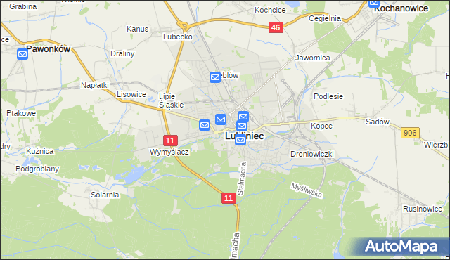 mapa Lubliniec, Lubliniec na mapie Targeo