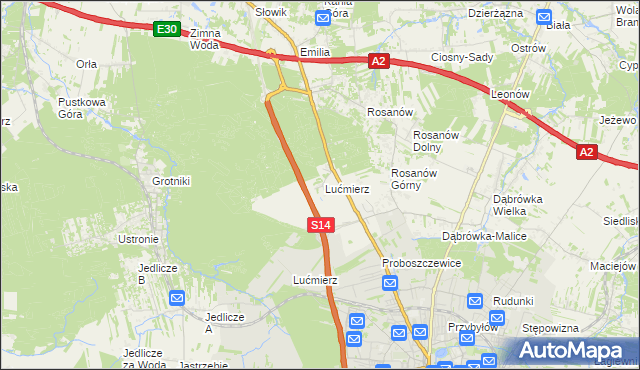 mapa Lućmierz-Ośrodek, Lućmierz-Ośrodek na mapie Targeo