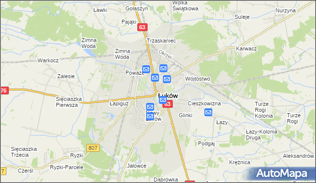 mapa Łuków, Łuków na mapie Targeo