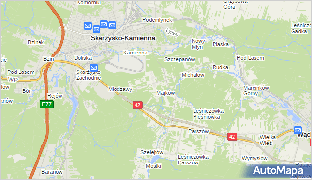 mapa Majków, Majków na mapie Targeo