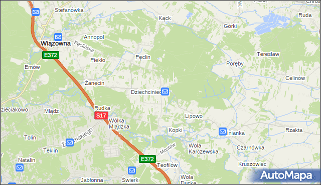 mapa Malcanów gmina Wiązowna, Malcanów gmina Wiązowna na mapie Targeo