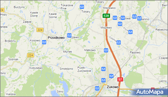 mapa Małkowo, Małkowo na mapie Targeo