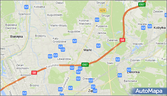 mapa Marki powiat wołomiński, Marki powiat wołomiński na mapie Targeo