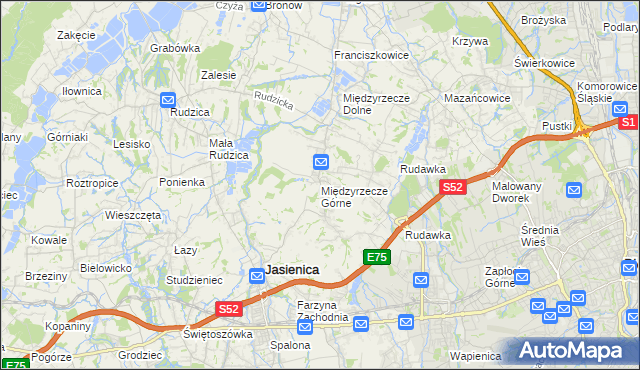 mapa Międzyrzecze Górne, Międzyrzecze Górne na mapie Targeo