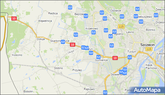 mapa Mierzyn gmina Dobra (Szczecińska), Mierzyn gmina Dobra (Szczecińska) na mapie Targeo