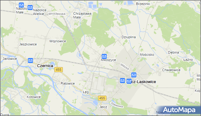 mapa Miłoszyce, Miłoszyce na mapie Targeo