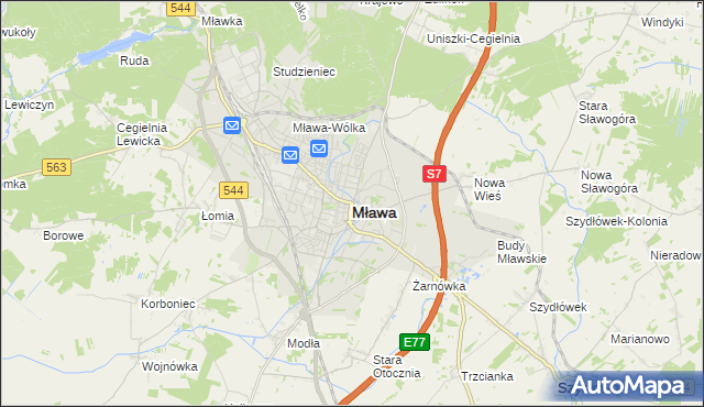 mapa Mława, Mława na mapie Targeo