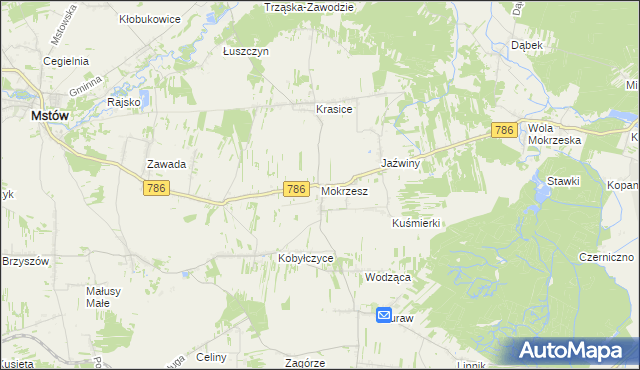 mapa Mokrzesz, Mokrzesz na mapie Targeo