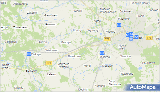 mapa Mokrzyce Włościańskie, Mokrzyce Włościańskie na mapie Targeo