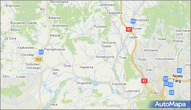 mapa Morawczyna, Morawczyna na mapie Targeo