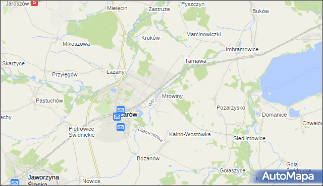 mapa Mrowiny gmina Żarów, Mrowiny gmina Żarów na mapie Targeo