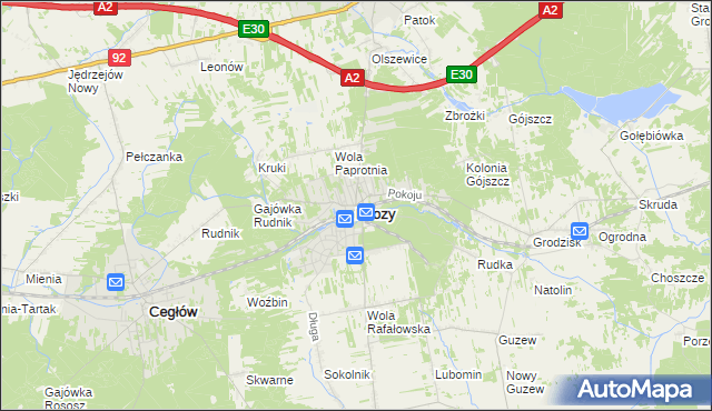 mapa Mrozy powiat miński, Mrozy powiat miński na mapie Targeo