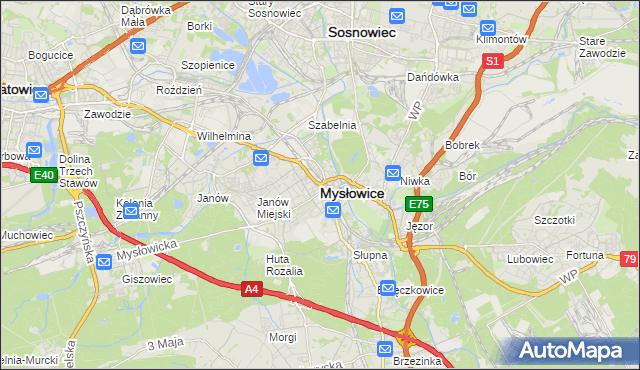 mapa Mysłowice, Mysłowice na mapie Targeo