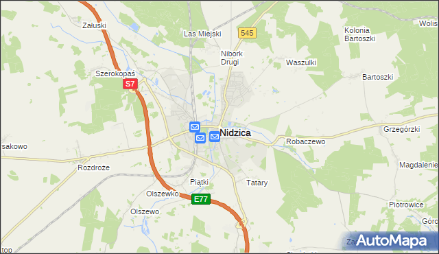 mapa Nidzica, Nidzica na mapie Targeo