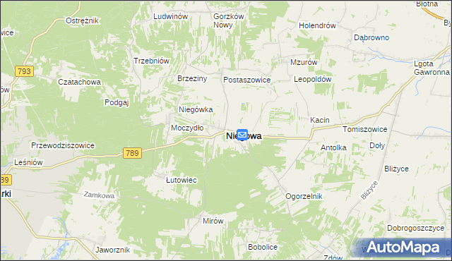 mapa Niegowa, Niegowa na mapie Targeo